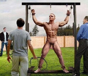 Gay male strip search and forced nudity art piece by Alpharithm9.
